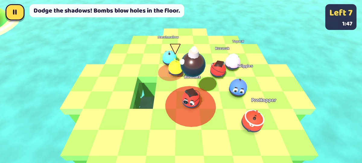Bombs and watermelons falling in Raining Trouble