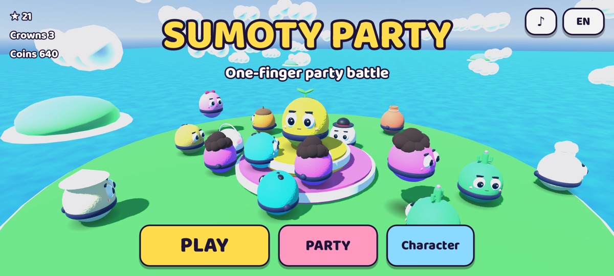 Sumoty Party title screen with the characters